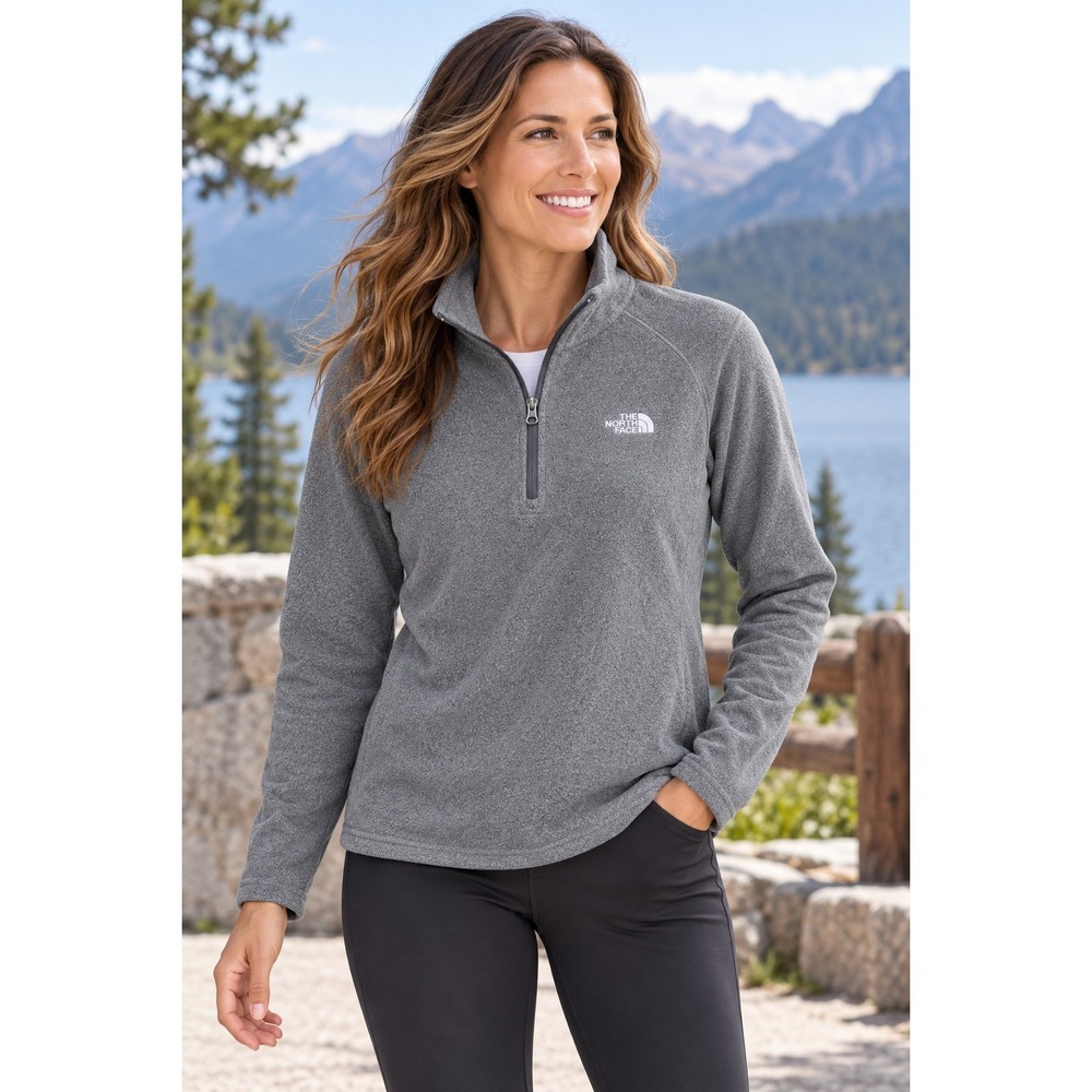 The North Face Women's Large TKA 100 Fleece 1/4 Zip Pullover Gray Outdoor Hiking